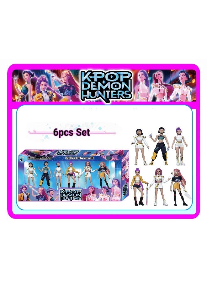 KPop Demon Hunters 4 Inch Doll Toy Set – Pack of 6 Action Figures with Stylish Outfits and Accessories for Kids, Collectors and Pretend Play Fun - Image 2